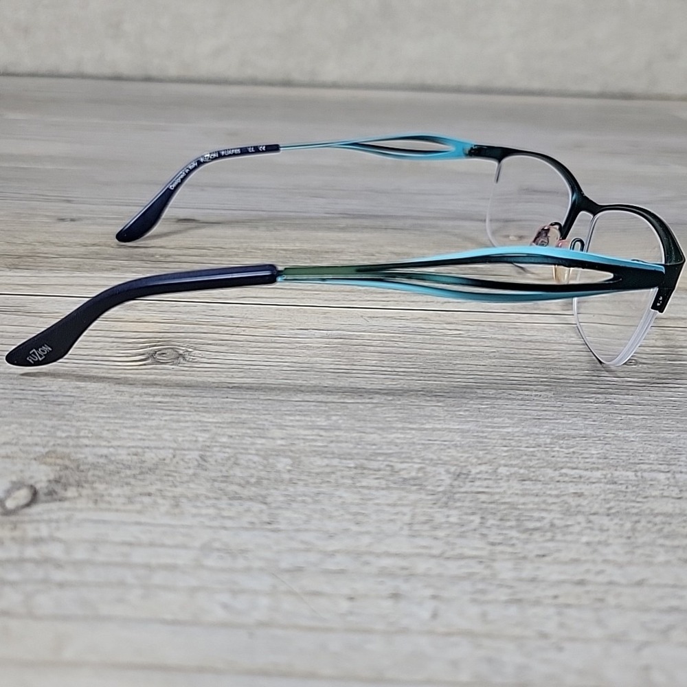 FUZION‎ mod# FUAF65 Eyeglasses Frames Blue Twist  Netal Half Rim 53-17 140mm SST - Picture 4 of 15